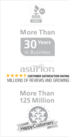 More Than 30 Years in Business, More Than 125 Million Happy Customers, A+ BBB. Asurion 4.5 Star Customer Satisfaction Rating millions of reviews and growing.